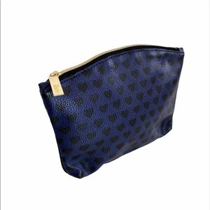 Ipsy Dark Blue Heart Print Makeup Cosmetic Bag